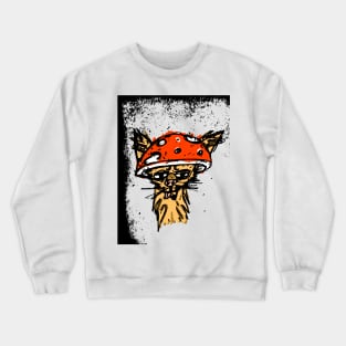 mushroom hat cat Crewneck Sweatshirt